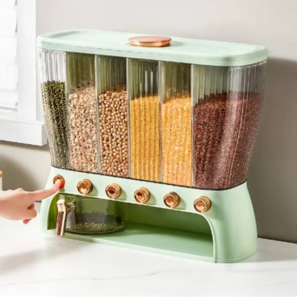 Acrylic Partitioned Rice/Cereal Dispenser