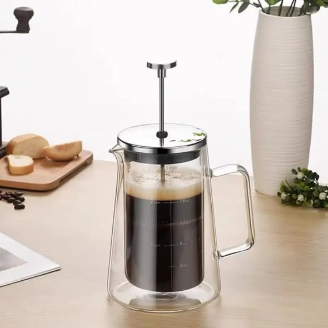 Double walled borosilicate French press coffee maker