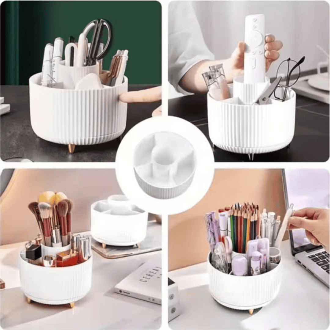 360° Rotating Desktop Makeup Brushes Organizer