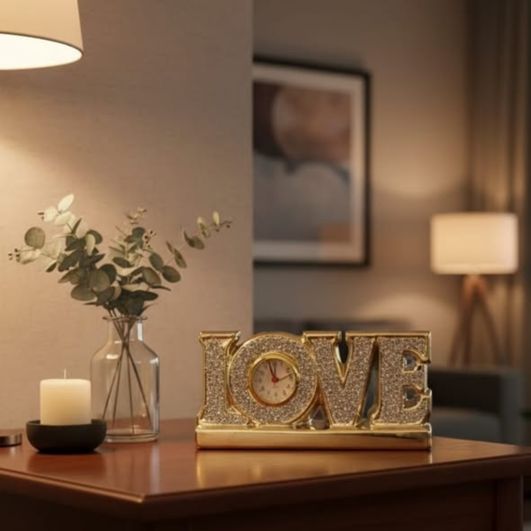 LOVE Tabletop clock sparkling decorative timepiece