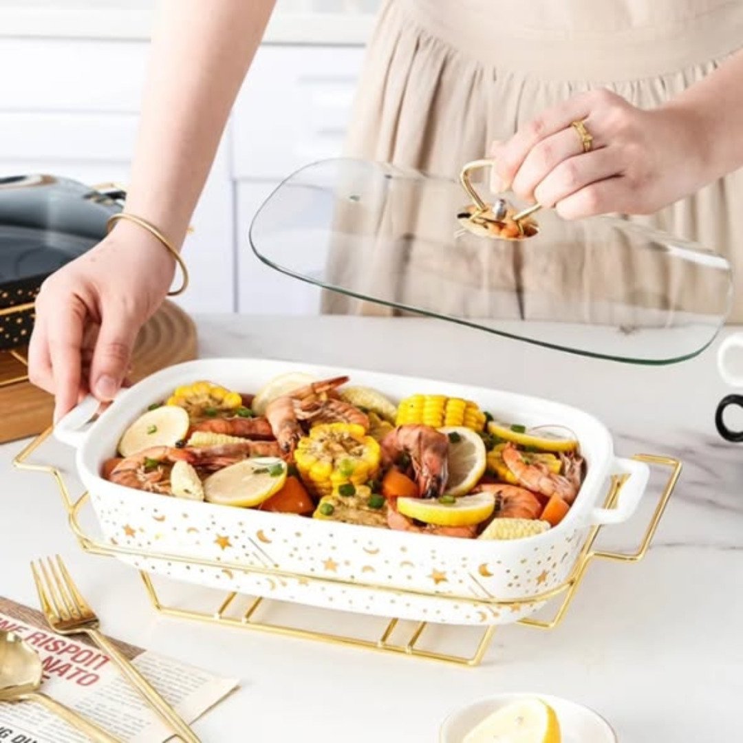 3 Pcs Ceramic Chafing Dish Set