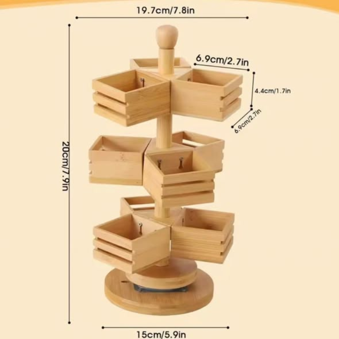 3 Tier Rotating Bamboo Tea Bag Organizer