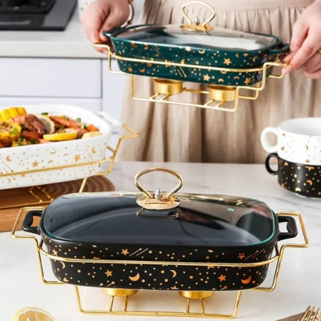 3 Pcs Ceramic Chafing Dish Set