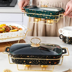 3 Pcs Ceramic Chafing Dish Set