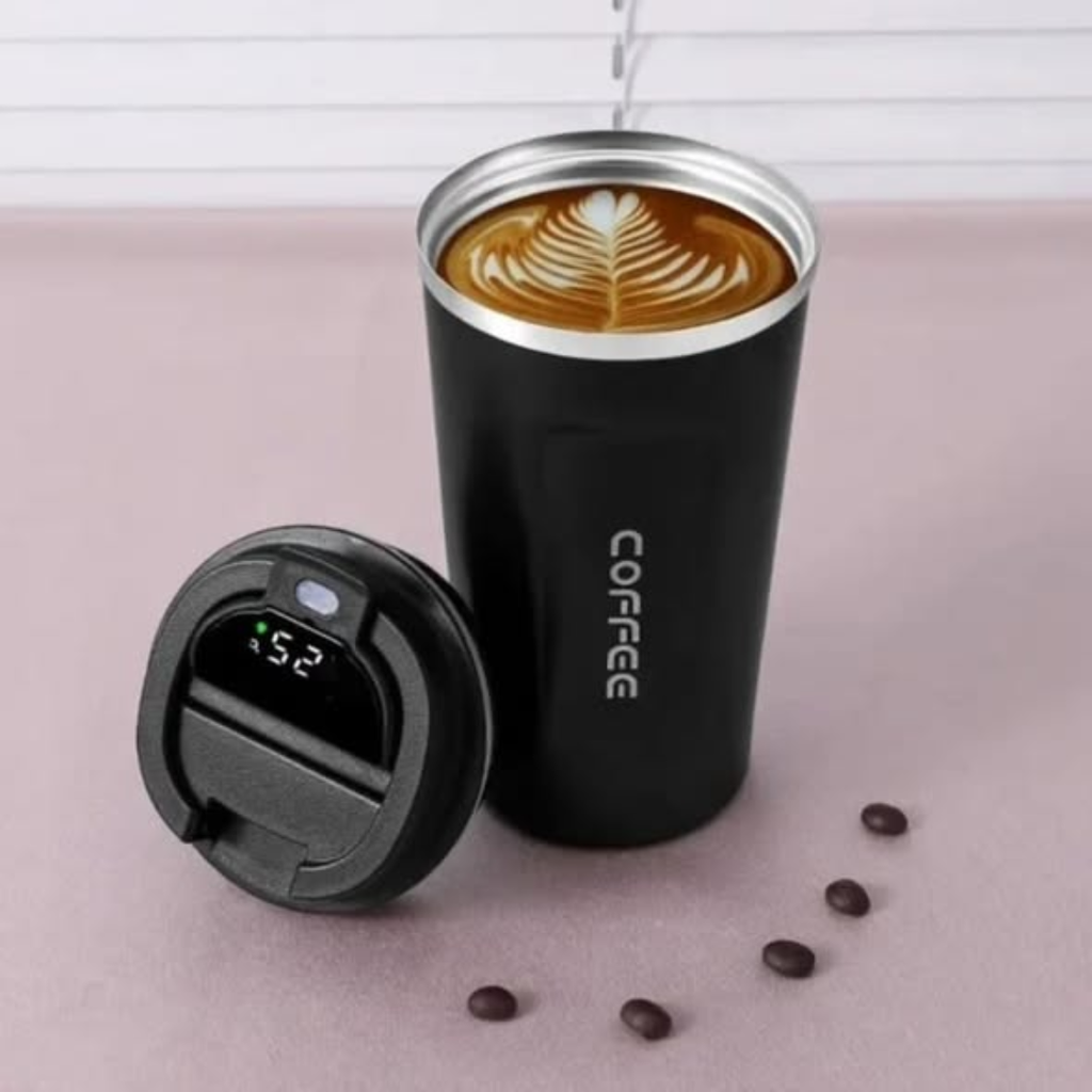 Digital stainless steel coffee mug