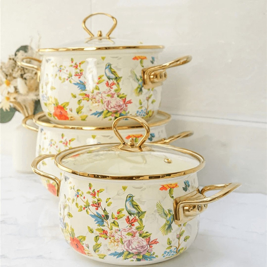 Premium 3-Piece Enamel Cookware Set