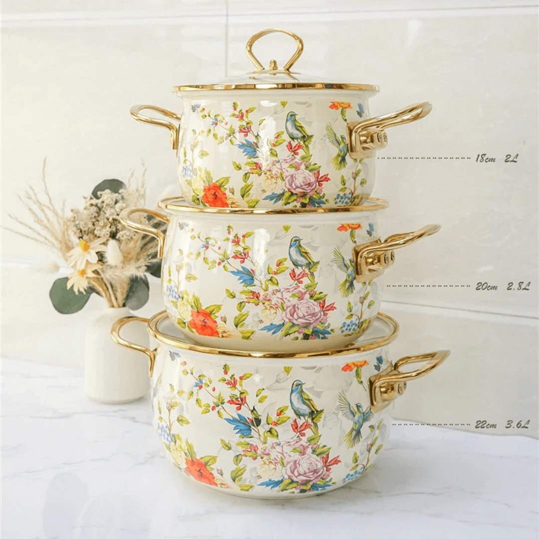 Premium 3-Piece Enamel Cookware Set