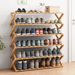 6-Tier Foldable Bamboo Shoe Rack