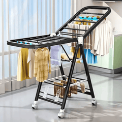 Black Movable Outdoor Drying Rack 1.7M with Wheels