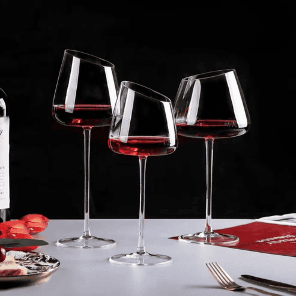 2pc Slanted Medium Capacity Crystal Wine Glass