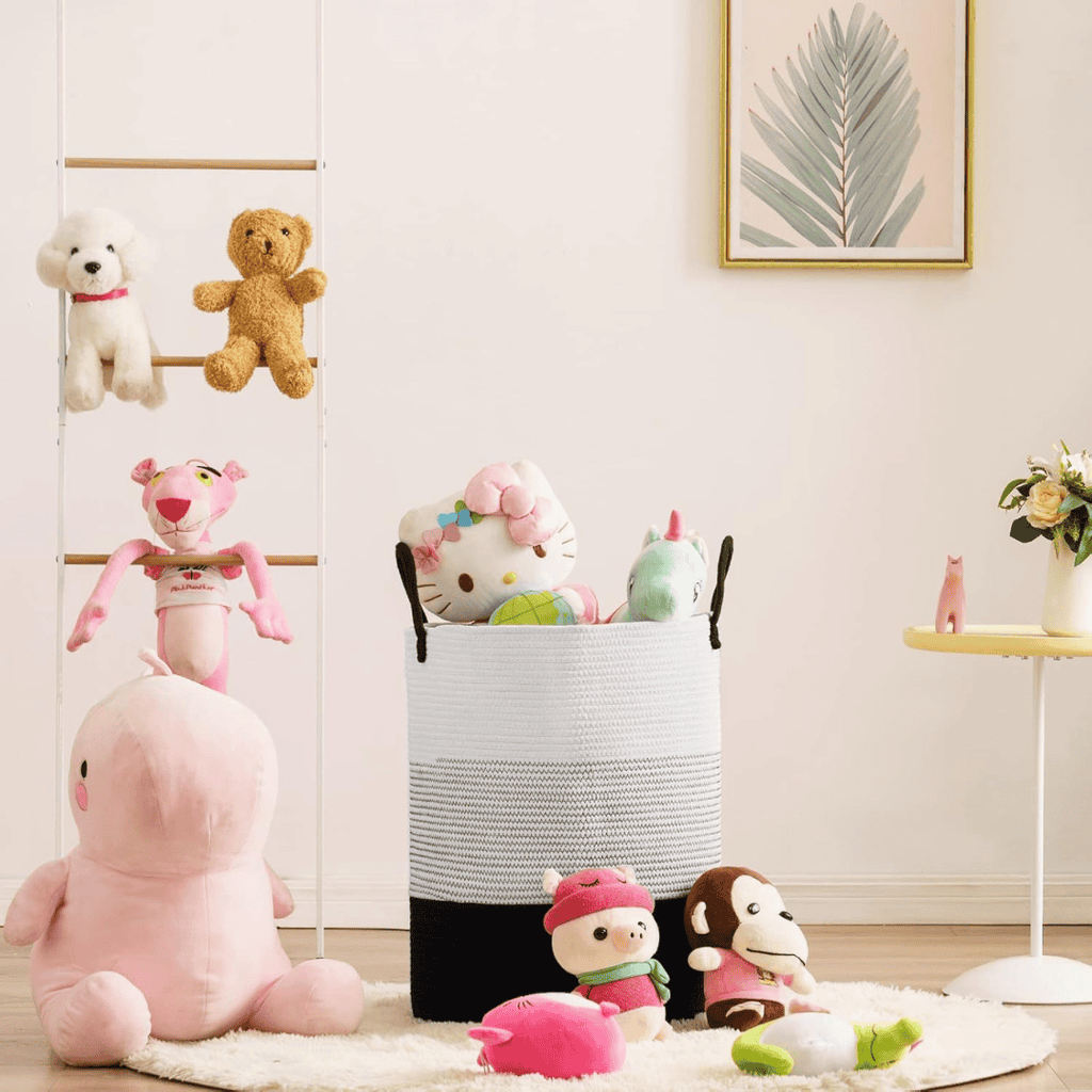 Black-White Cotton Rope Basket