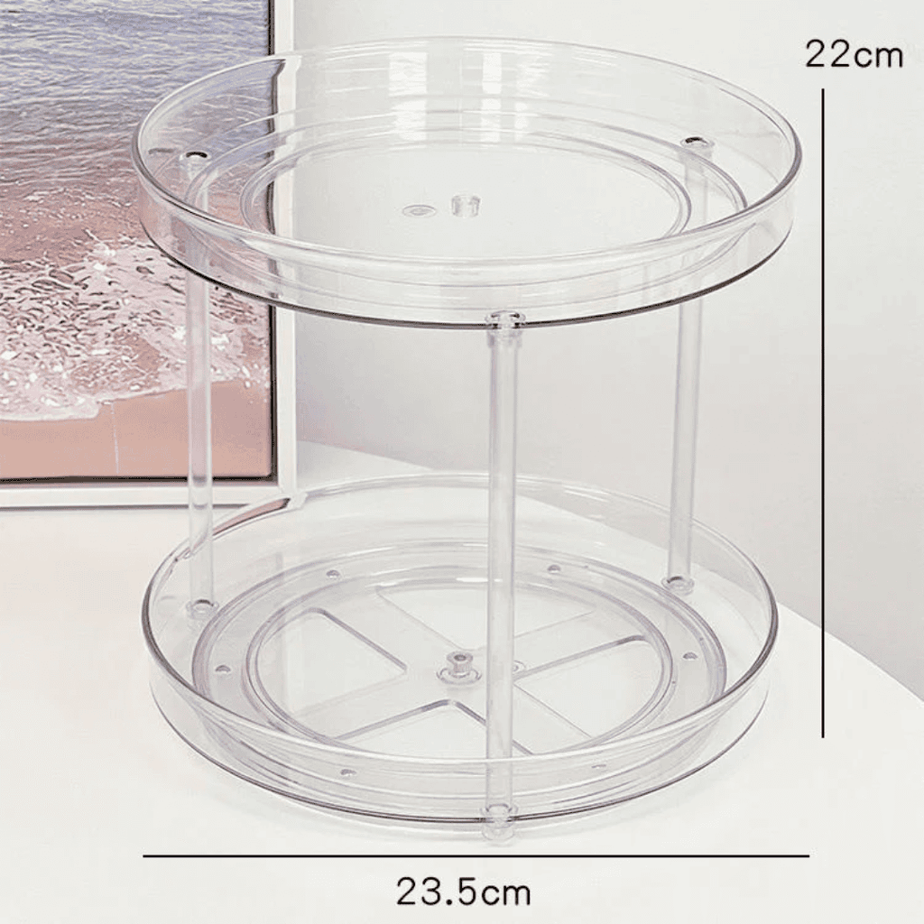 2 Layer 360 Rotation Cabinet Turntable Organizer