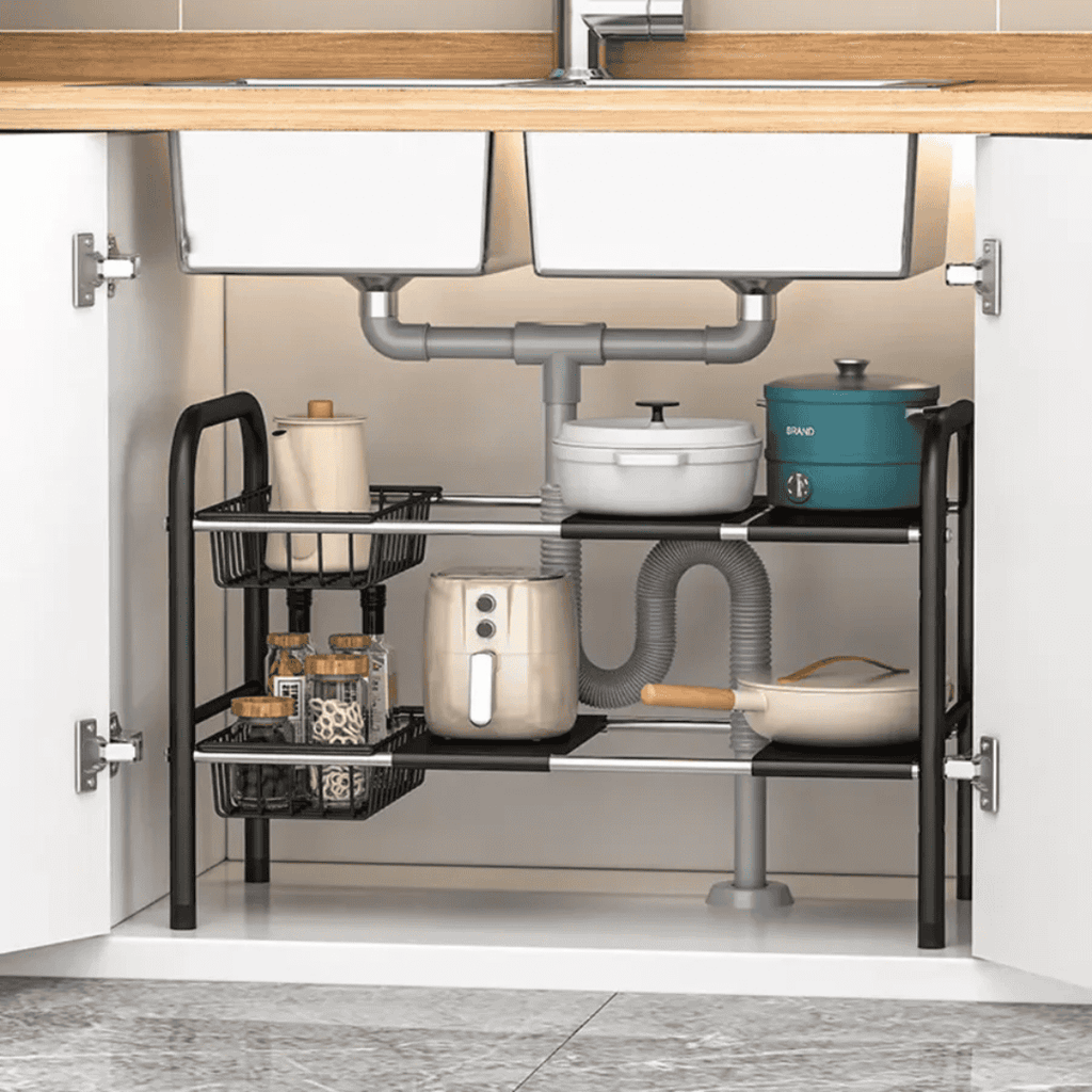 Under the Sink Adjustable 2-Tier Rack