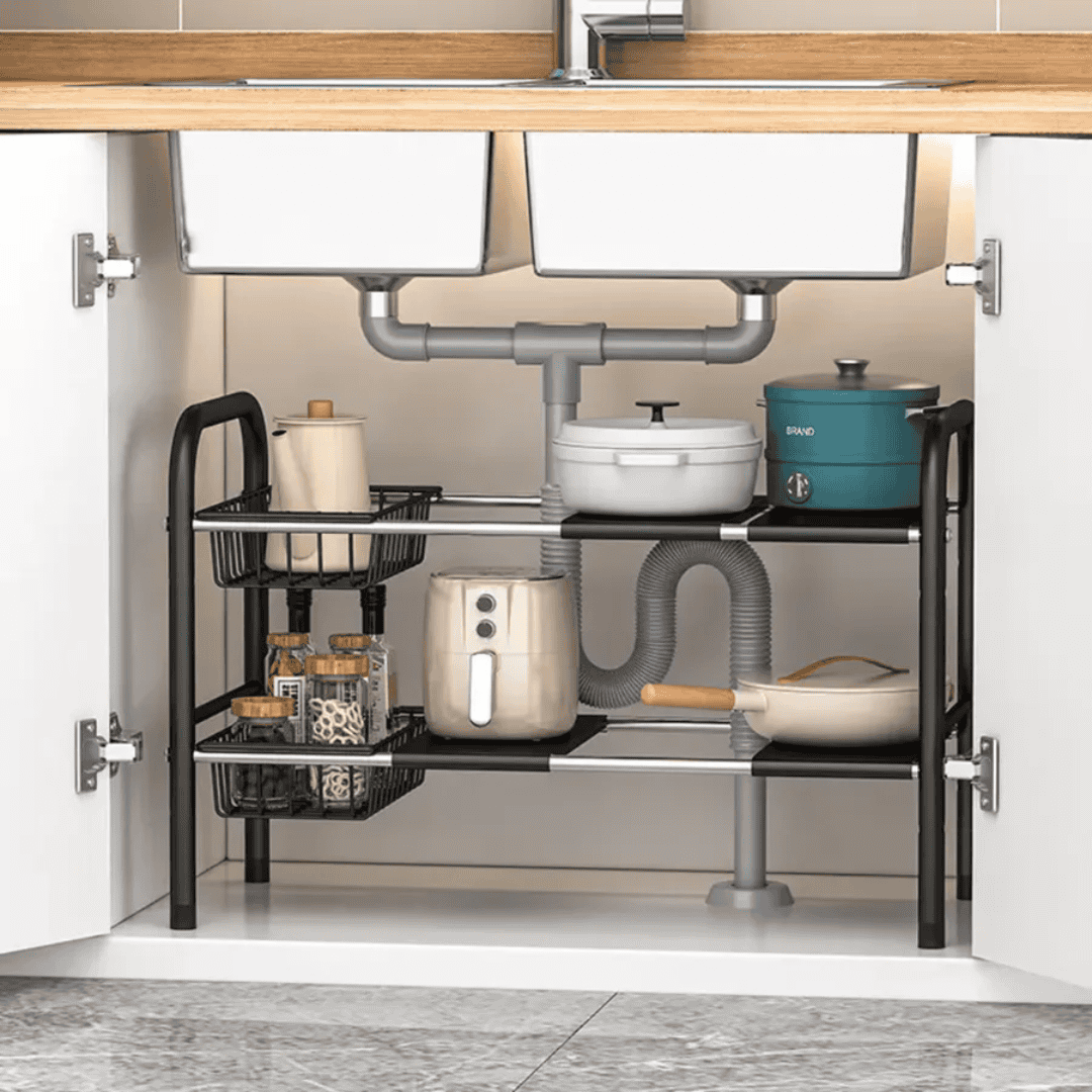 Under the Sink Adjustable 2-Tier Rack