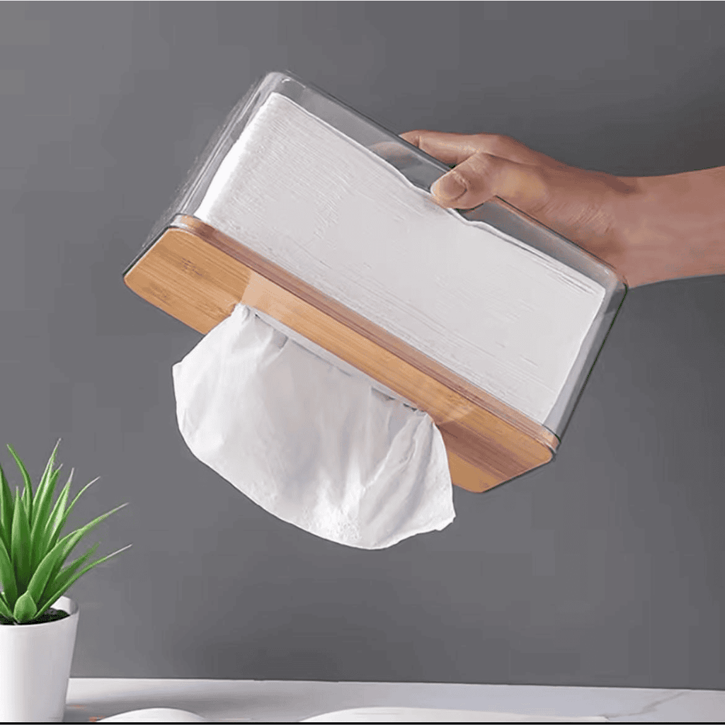 Nordic Minimalist Tissue Box / Serviette Holder with Bamboo Lid