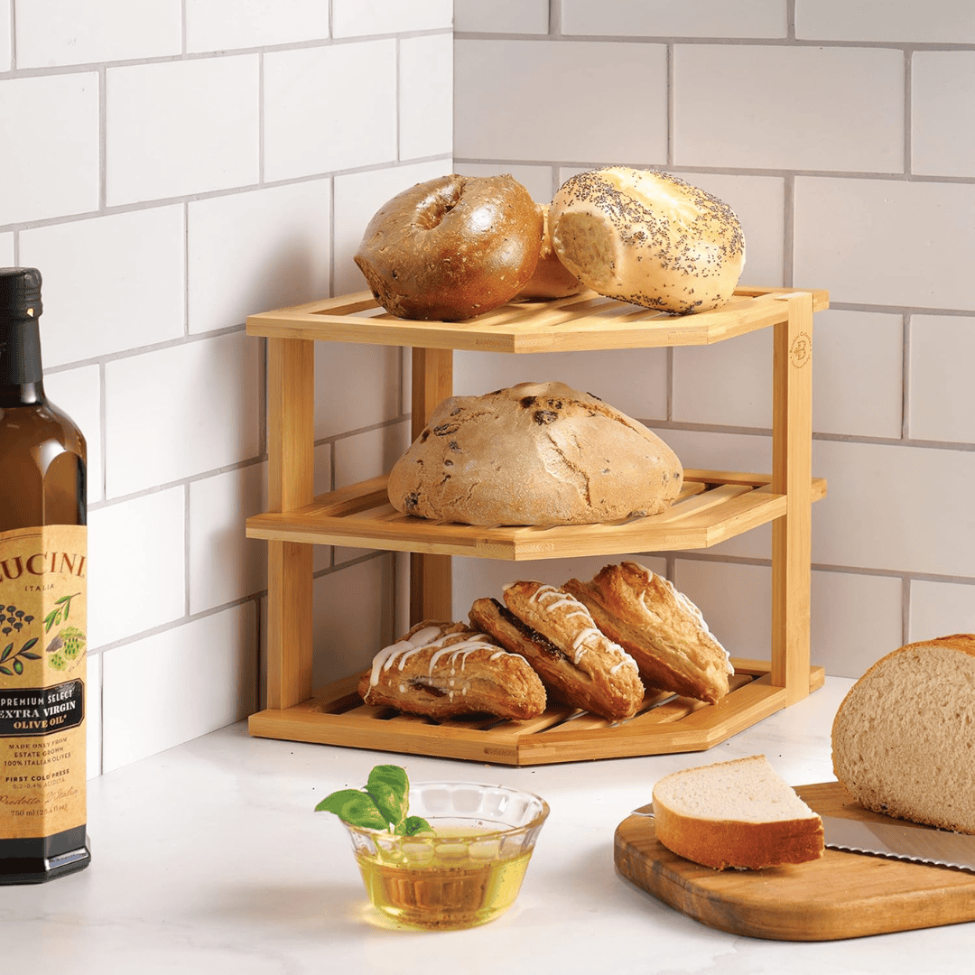 3-Tier Corner Bamboo Kitchen Storage Spice Rack