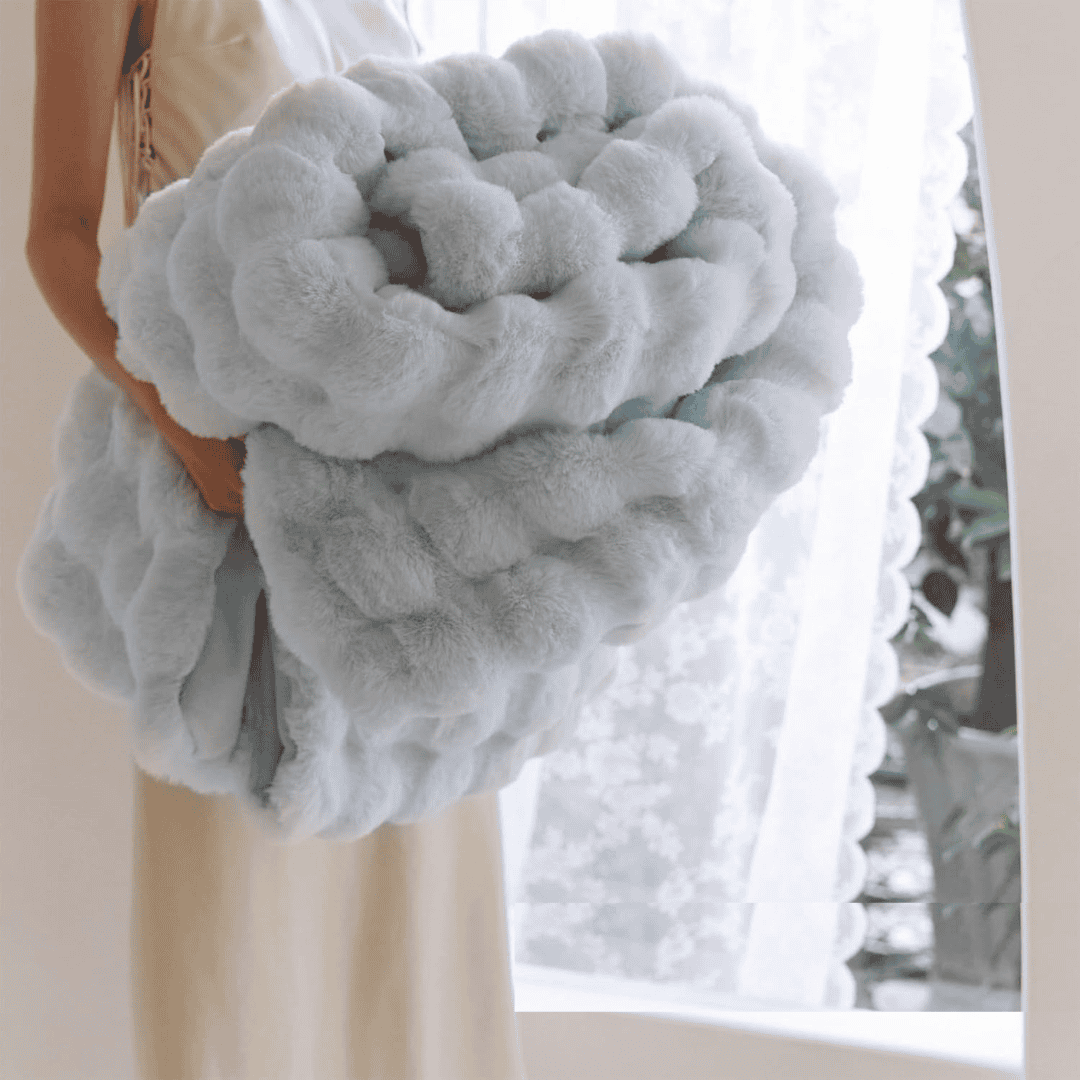 Soft Bubble Winter Throw Blanket Plain
