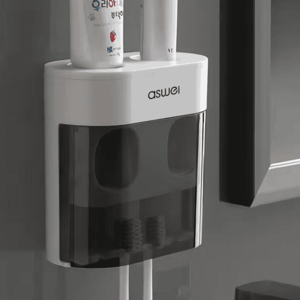 Wall-Mounted Automatic Toothpaste Dispenser with Magnetic Toothbrush Holder