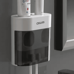 Wall-Mounted Automatic Toothpaste Dispenser with Magnetic Toothbrush Holder