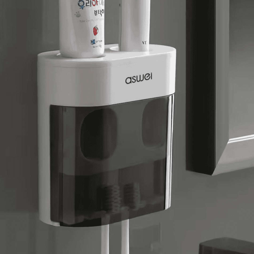 Wall-Mounted Automatic Toothpaste Dispenser with Magnetic Toothbrush Holder