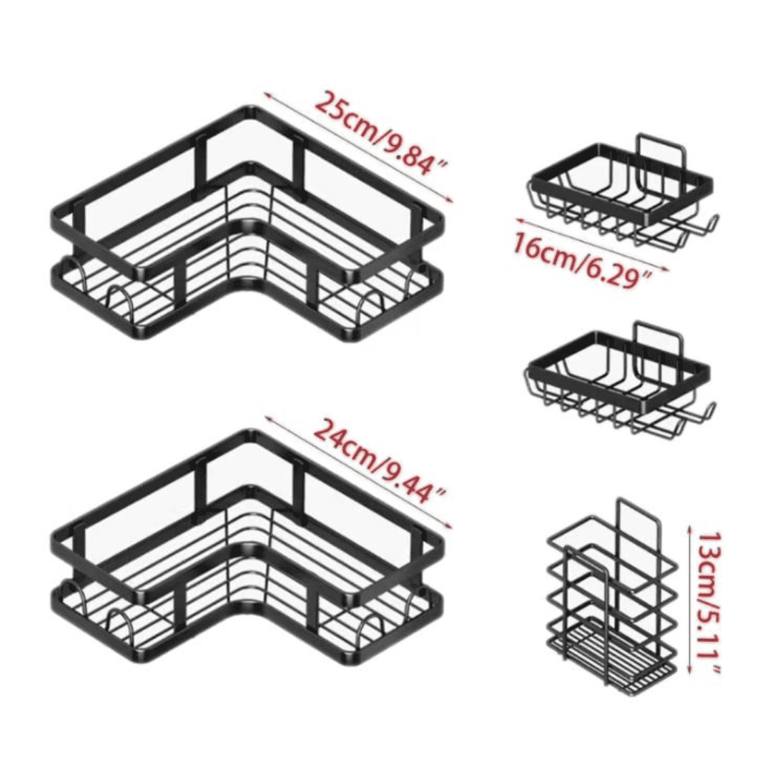 5pcs Set Corner Shower Caddy Shelf Bathroom Organizer