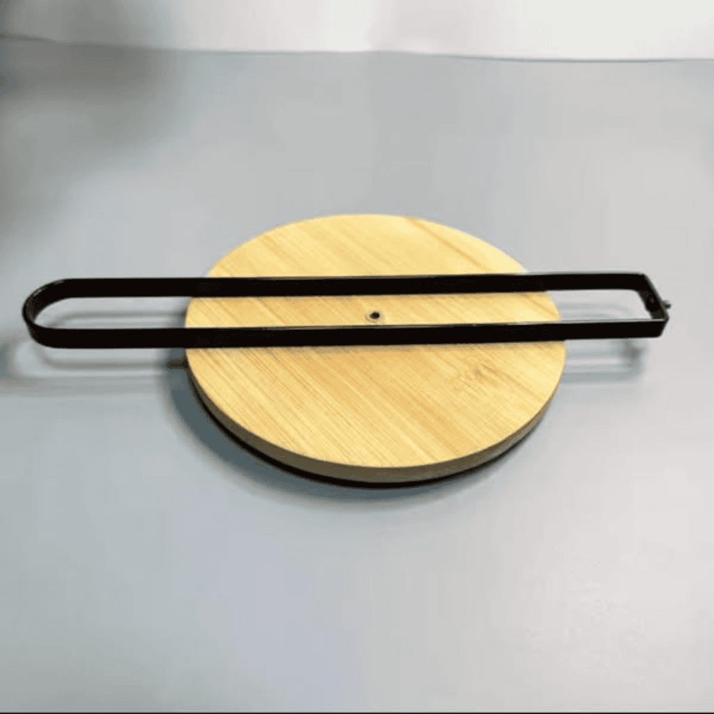 Metallic Paper Towel Holder with Bamboo Base