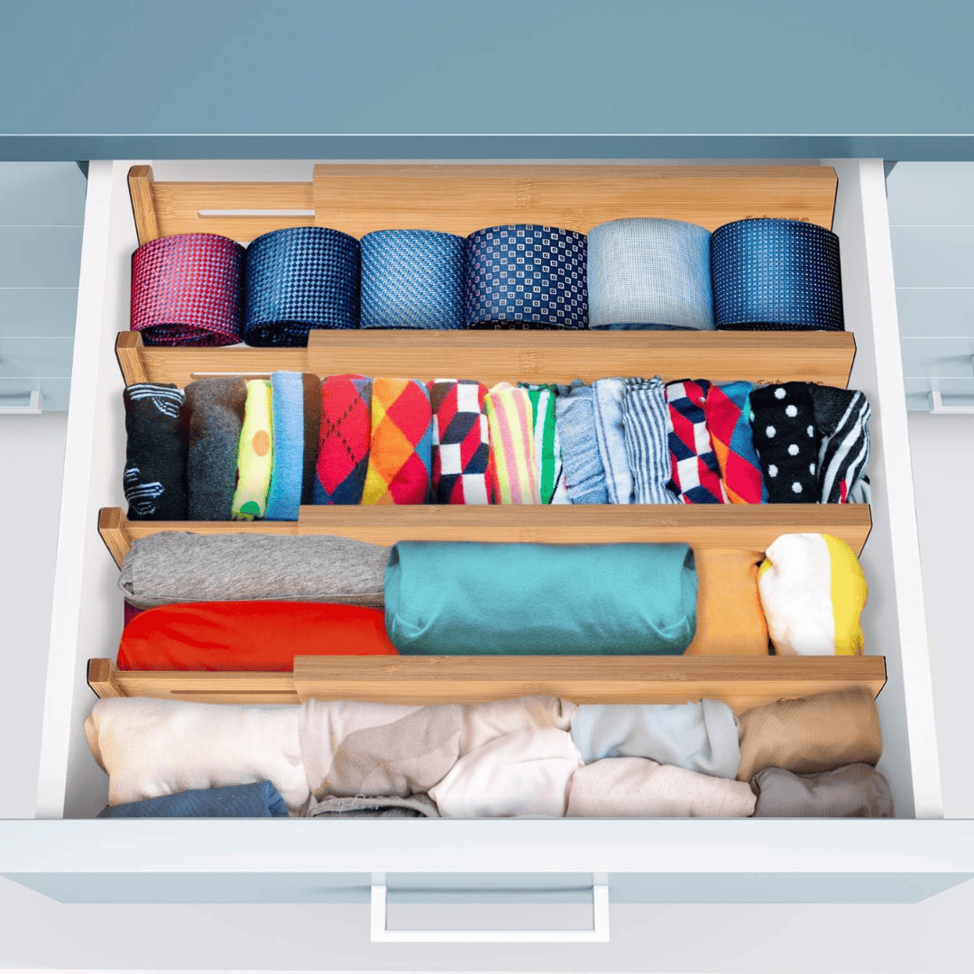 Drawer Dividers Set of 4pcs Bamboo Expandable Organizers