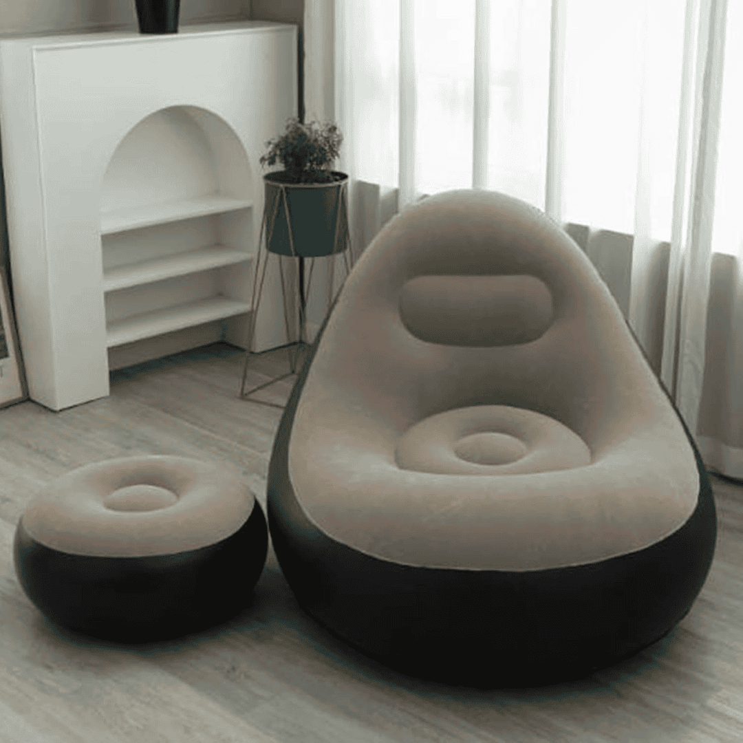 Inflatable Seat with Foot Rest and Free Pump
