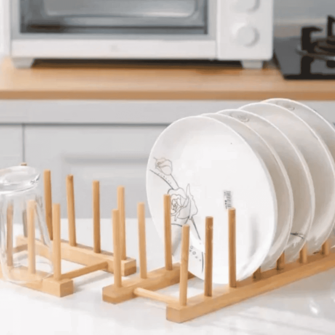 8-Slot Bamboo Plate Rack