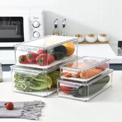 4Pcs Big capacity BPA-Free Stackable Acrylic Fridge Organizer