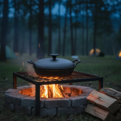 Pre-seasoned Pure Cast Iron Flat Bottom Wok
