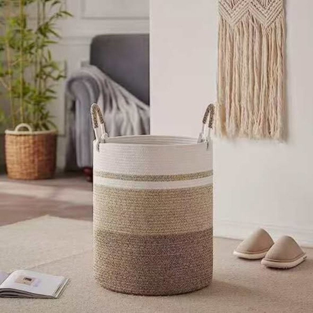 Wooven decorative laundry/toys basket 38x38x50cm