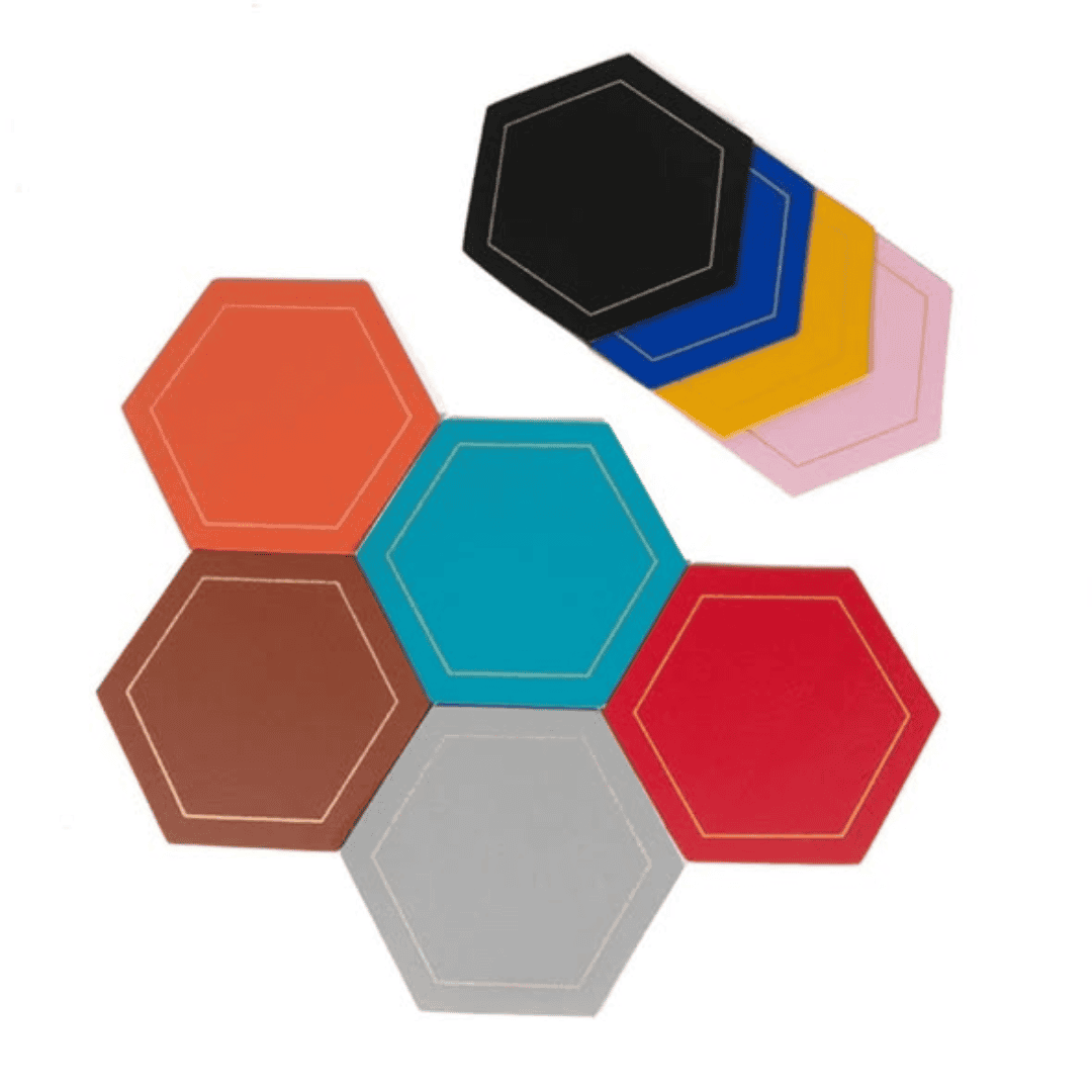 6Pcs PU Leather Coasters