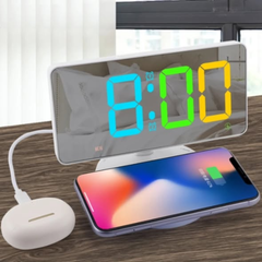 Dual digital alarm clock with a wireless charger