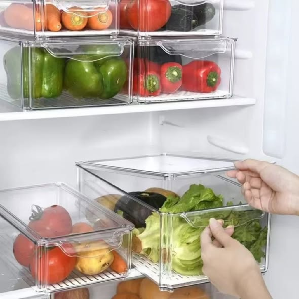 4Pcs Big capacity BPA-Free Stackable Acrylic Fridge Organizer