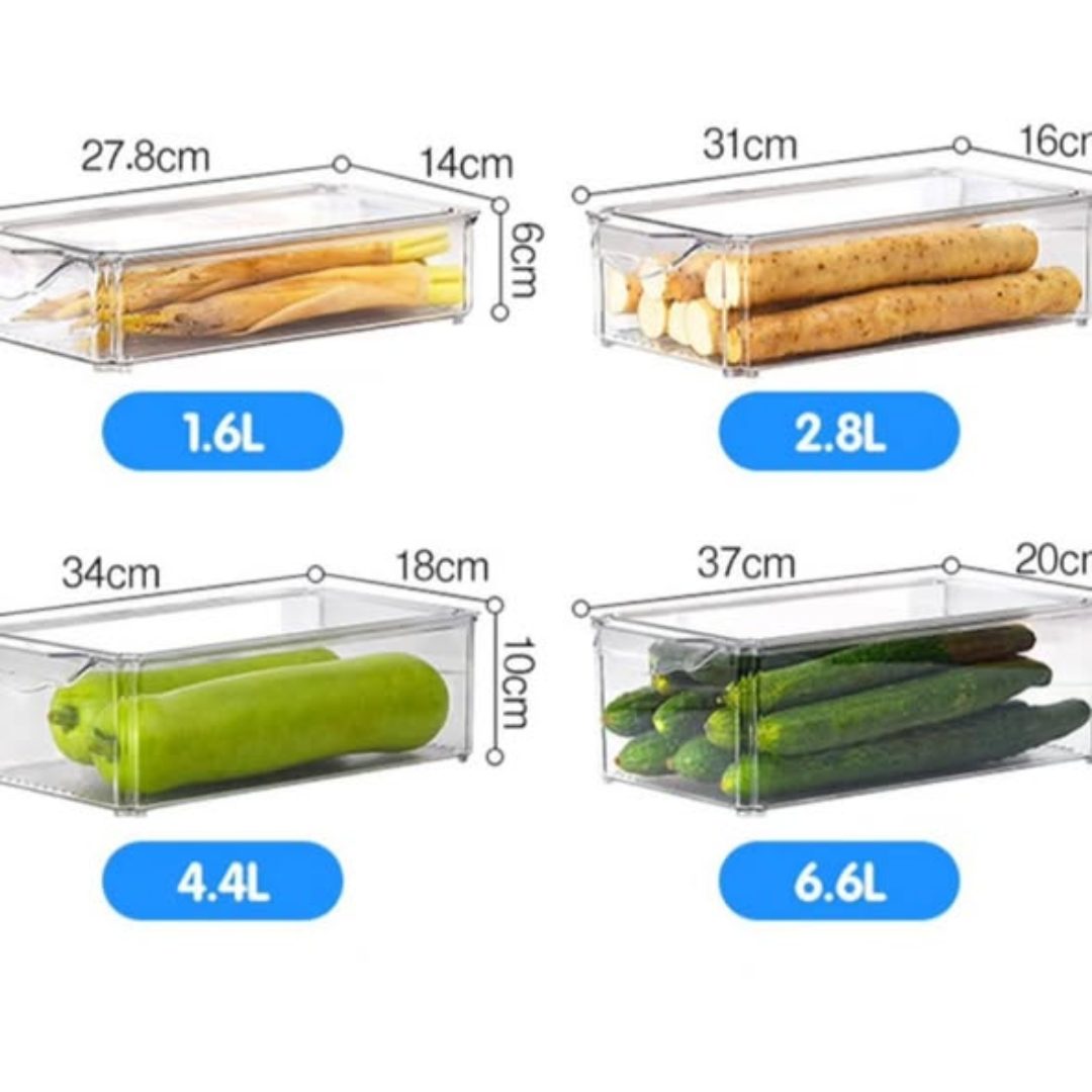 4Pcs Big capacity BPA-Free Stackable Acrylic Fridge Organizer