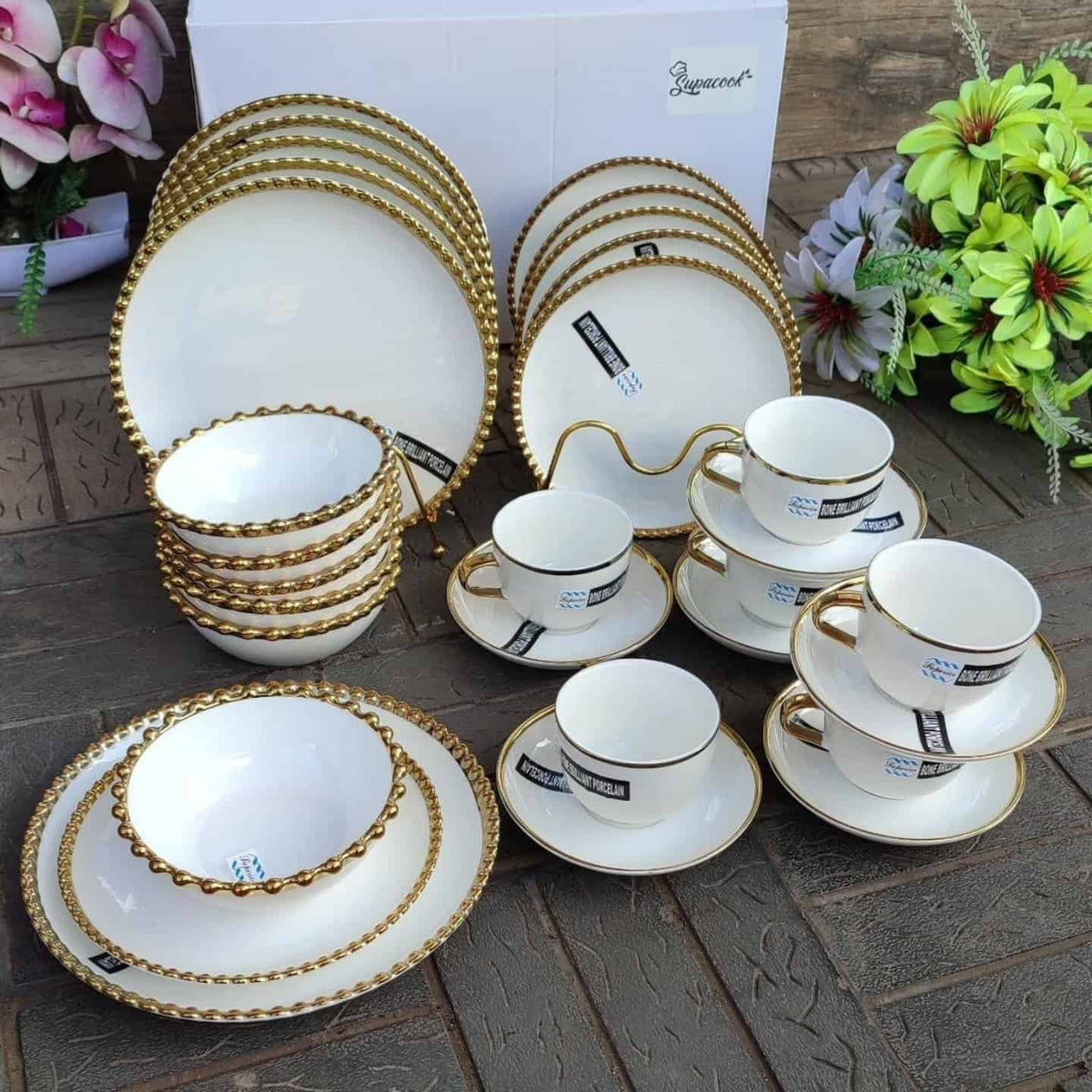 30pcs Nordic Classy Dinner Set with Gold Rim