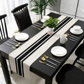 Geometric Stripe Linen Table Runner