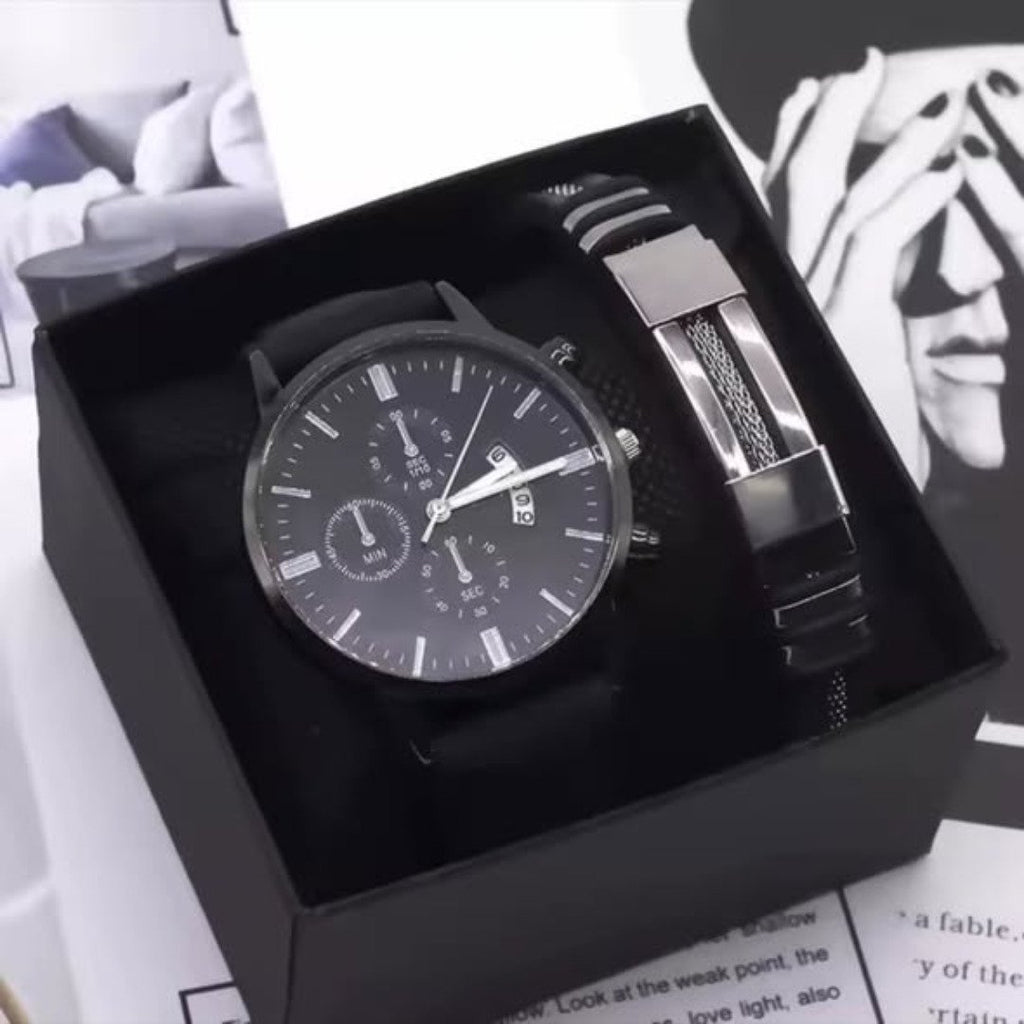 2pcs Man Watch Bracelet Set