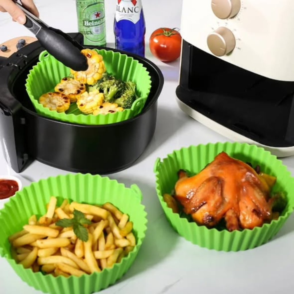 Re-usable silicone air fryer lining mats