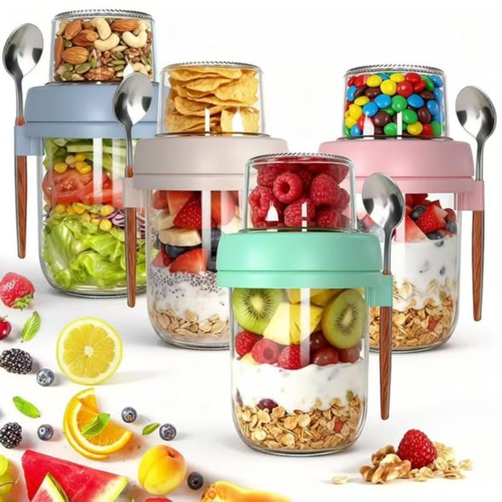4Pcs Set Glass Oat Jars