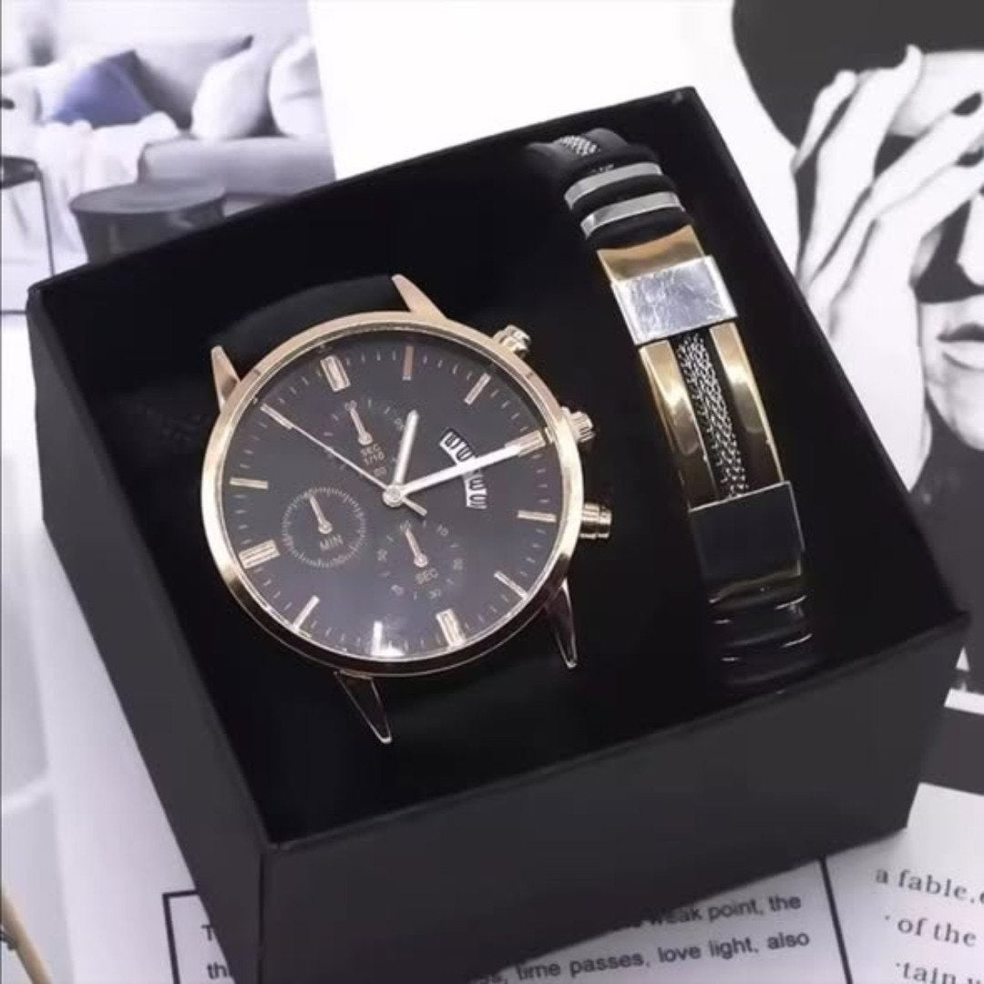 2pcs Man Watch Bracelet Set
