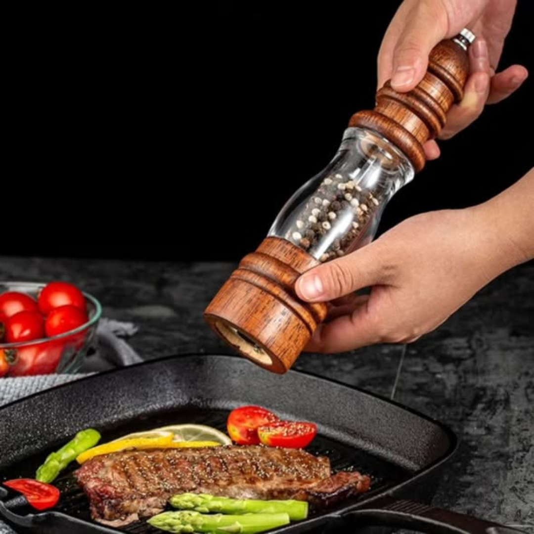 Pepper grinder with viewing window