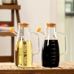 1000ml Glass Oil Bottle With Bamboo Lid