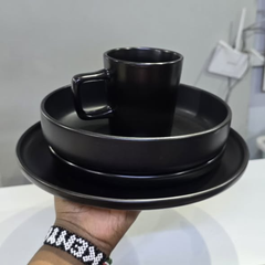 24Pc Matte Black Dinner Set