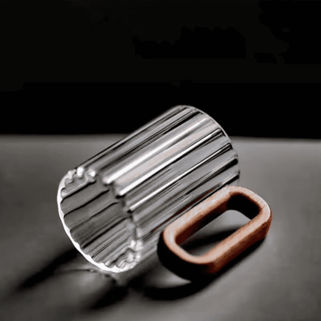 6pcs Heat Resistant Borosilicate Ribbed Glass Mugs