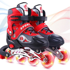 Adjustable Inline Skates Set with Helmet and Protective Guards