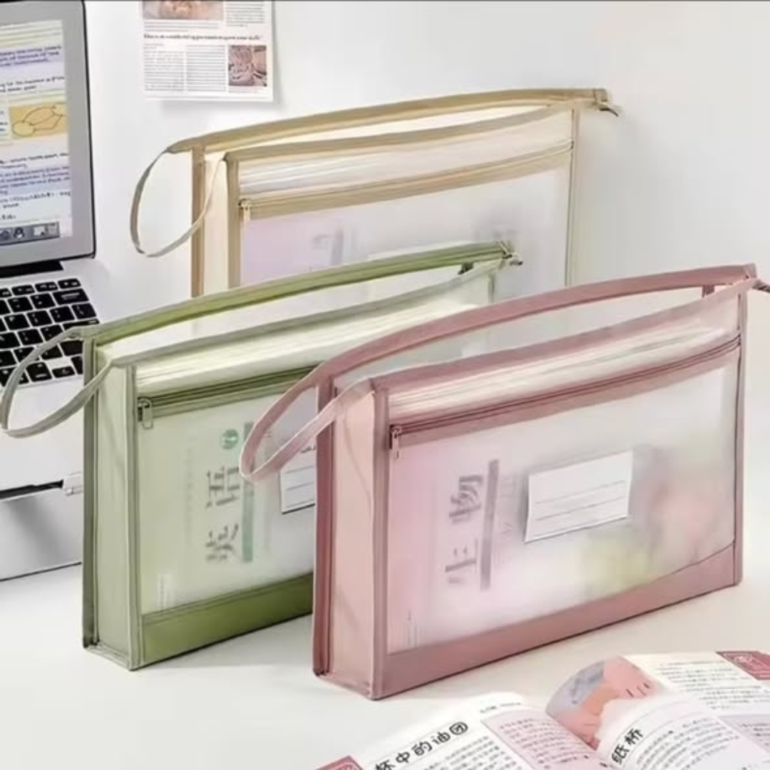 Transparent Mesh Stationery Storage Bag