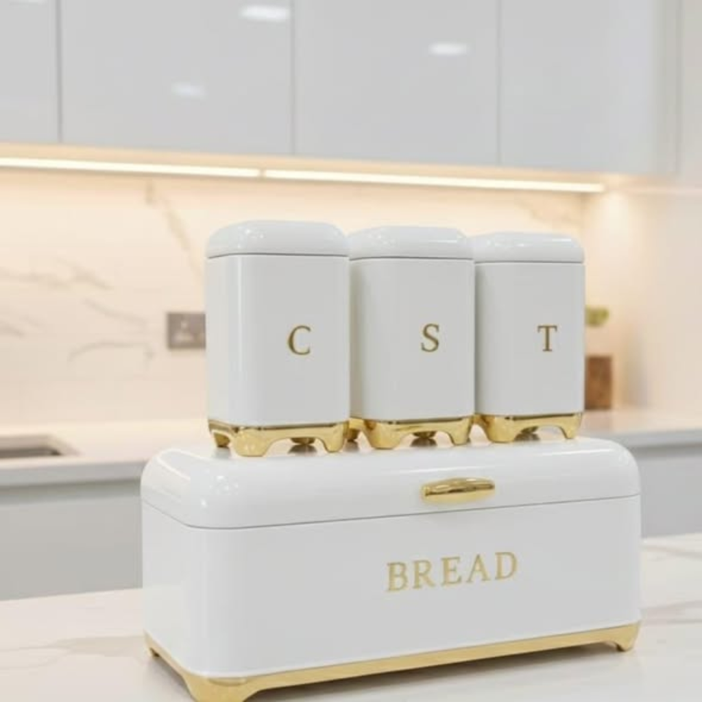 Three Canister Set with Touch of Gold
