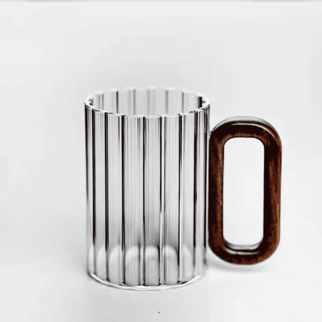 6pcs Heat Resistant Borosilicate Ribbed Glass Mugs